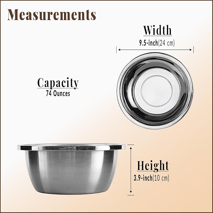 Dog Bowl, Stainless Steel for Large Breeds, 9.5 x 3.9 Inch, 74-oz Capacity | Stainless SUS 304, Thick, Broad Rim for Handling - Fits ZPirates Raised Bamboo Dog Feeder - Image 4