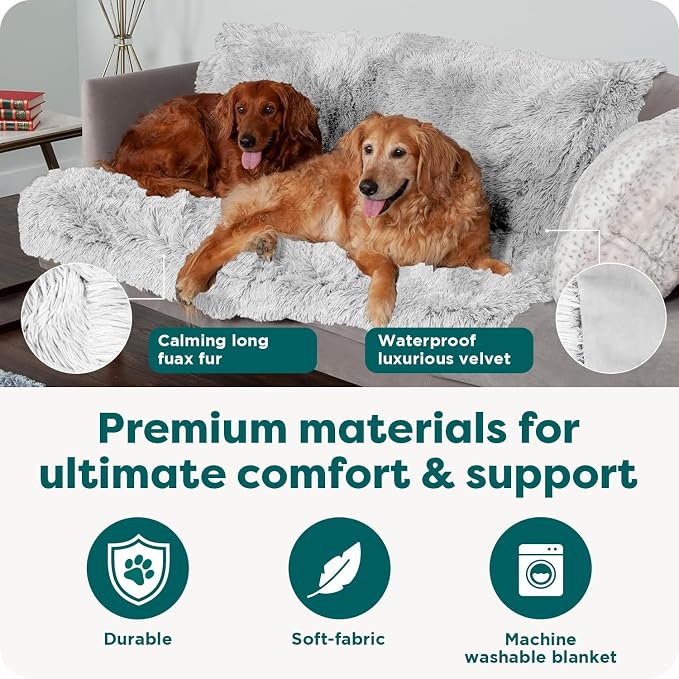 Furhaven Waterproof Throw Blanket for Dogs & Indoor Cats, Reversible Protective Pet Blanket, Medium, Long Faux Fur & Velvet, Gray - Image 6