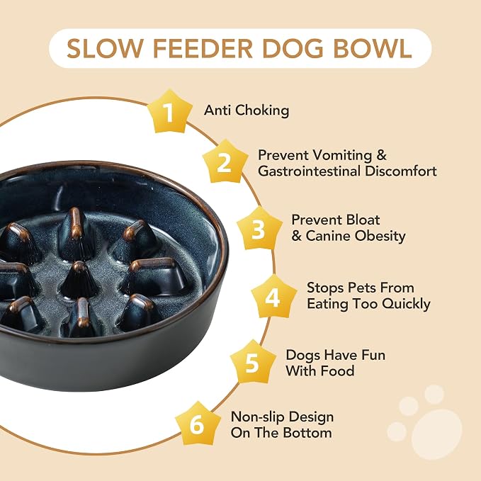 Havniva Ceramic Slow Feeder Dog Bowls, Dog Bowl Slow Feeder | 0.9 Cups Dog Slow Feeding Bowls for Small Dogs, Puzzle Dog Food Bowls for Fast Eater, Pet Slow Feeding Dish, Non-Slip - Image 7