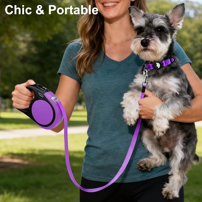 Taglory Retractable Dog Leash, One-Handed Brake, 16ft, Up to 44 lbs, Purple | More Freedom While Staying in Control, Smooth Retraction, Tangle-Free Design, Easy-Grip Handle, Daily Neighborhood Walks - Image 7