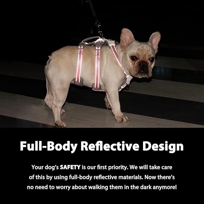 Escape Proof Dog Harness, Escape Artist Harness, Fully Reflective Harness with Padded Handle, Breathable,Durable, Adjustable Vest for Medium Dogs Walking, Training, and Running Gear (Pink,M) - Image 3