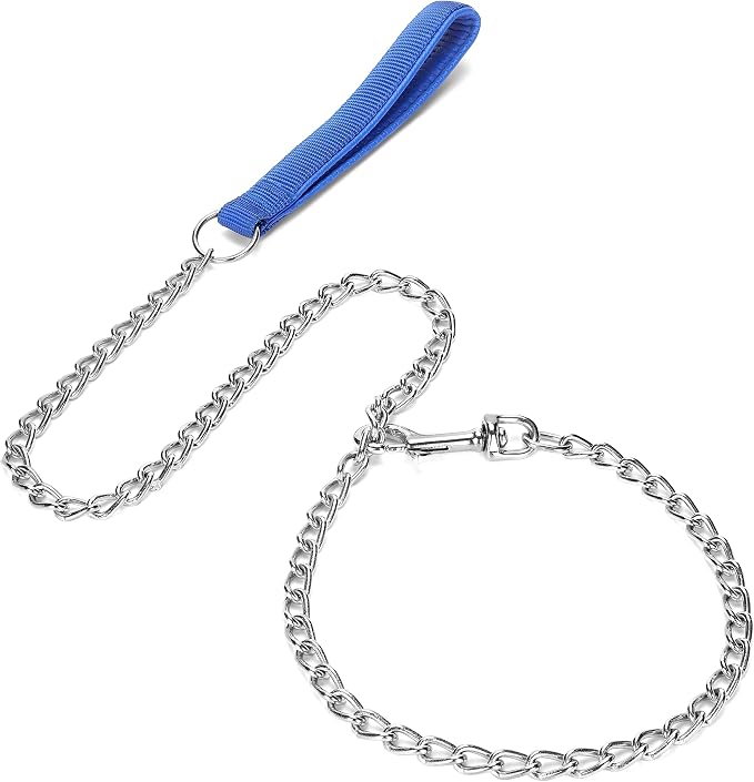 SGODA Metal Chain Heavy Duty Dog Leash, 4 ft x 3.0 mm Blue - Image 2