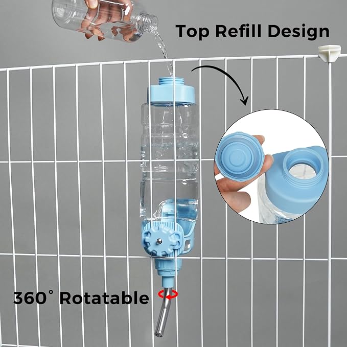 Vannon Dog Crate Water Bottle, 34oz Top-Fill Pet Water Dispenser, Blue | kennel water bottle helps keep pets hydrated longer with fewer refills and easy daily care. - Image 9