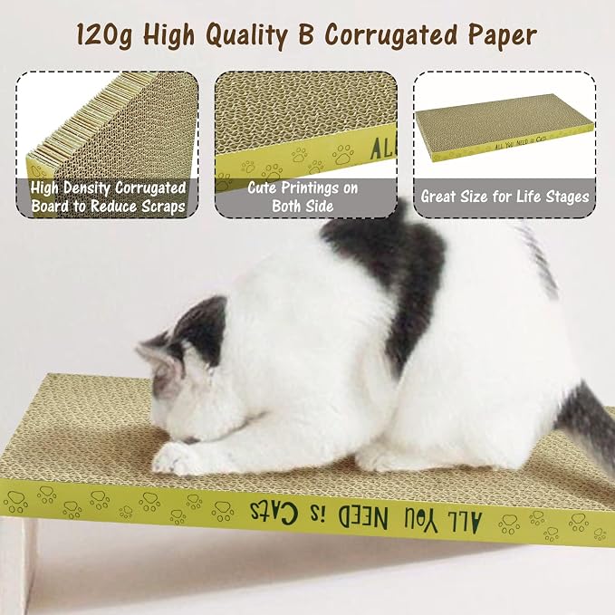 AccEncyc Cardboard Cat Scratcher Pads Cat Scratching Board for Indoor Cats 16.5x8.3x1 Inch Dual-Side Corrugated Cat Scratcher Reusable Cat Supplies - 3 Pack - Image 3