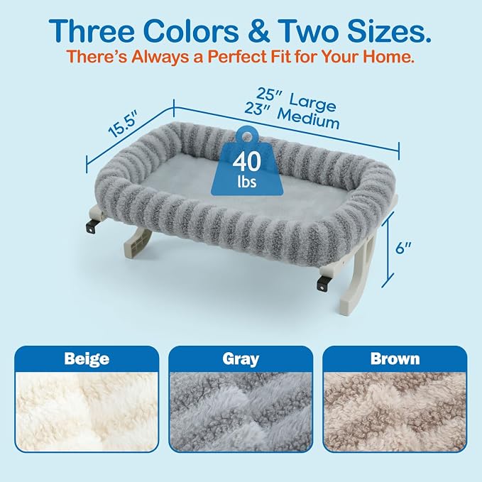 Zakkart Mellow All-Around Cat Hammock for Windowsill, Dual-Mount (Gray, M) | Hook-On or Screw-On Installation, Machine Washable Bed, Heavy Duty ABS & Metal Frame, Support up to 40 lbs. - Image 5