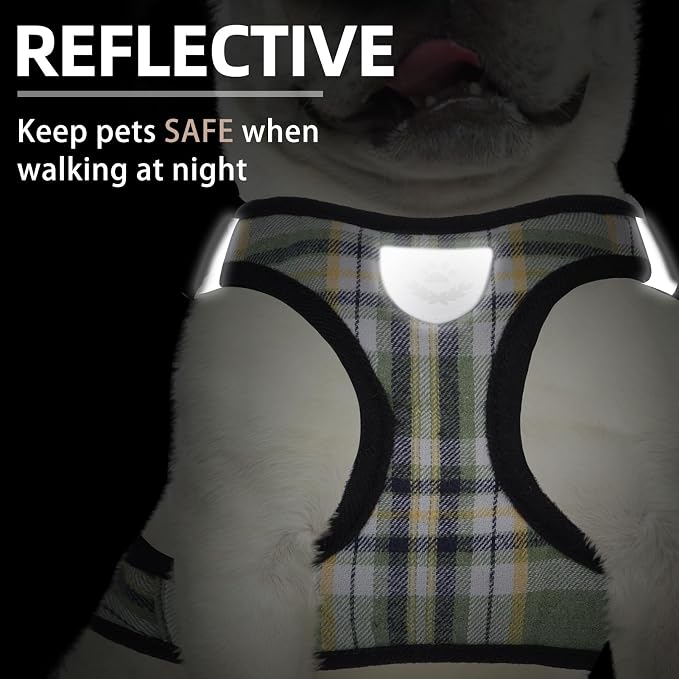 PUPTECK Dog Harness, Collar and Leash Set No Pull for Small Medium Sized | Plaid Puppy Step-in Escape Proof Reflective No Choke Pet Cat Adjustable Walking Vest - Image 5