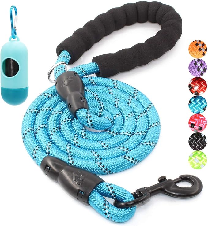 2/4/5/6 FT Dog Leash with Comfortable Padded Handle and Highly Reflective Threads for Small Medium and Large Dogs (6FT-1/2'', Blue) by BAAPET