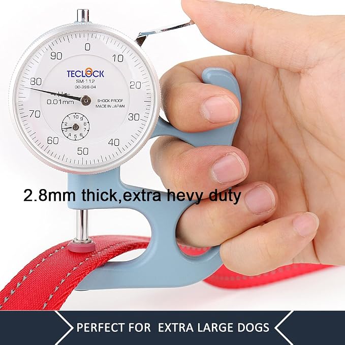 Plutus Pet Double Handle Dog Leash, 5 FT Long, for Medium Large Dogs | Reflective Nylon, Soft Padded 2 Handles, Heavy Duty for Training, Dual Handle Lead, 5 FT x 1”, Red - Image 5