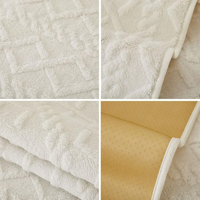 vctops Geometric Jacquard Plush Sofa Couch Covers Farmhouse Neutral Non Slip Sectional Couch Cover Soft Warm Sofa Slipcover for Dogs, Children, Pets Furniture Protector (White,36"x47") - Image 7