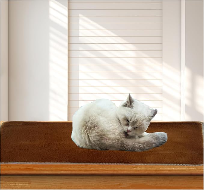 Soft Cat Window Sill Dog Pad Perch,Fluffy Windowsill Dog Pet Mat Pillow Seat Bed, Cat Pet Cushion for Window Sill Mat (Coffee, 12"x35") by INNOYUMLIN