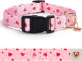 Pink Heart with Pendant Cute Dog Collar for Small Medium Large Dogs, M | Ligth Adjustable Nylon Puppy Collar for Boy and Girl Female, Distinctive Patterns, Comfortable for Walks and Outdoor Hikes by BOOMIBOO