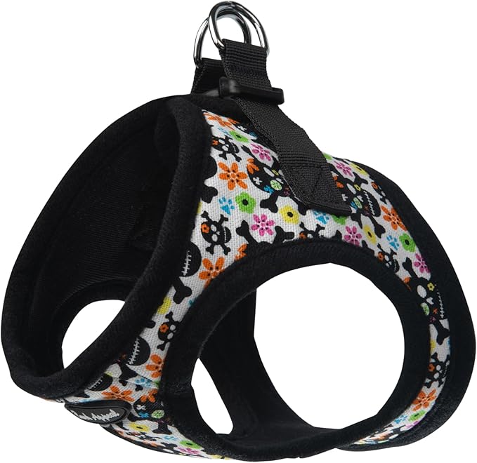 Bark Appeal Skull Multi Step-in Dog Harness for XS to Small Sized Pets – Updated Sizing, Re-Measuring is Essential – Soft Vest Harness – Anti-Choke with Adjustable Strap & Heavy Duty Clip – S by BarkAppeal