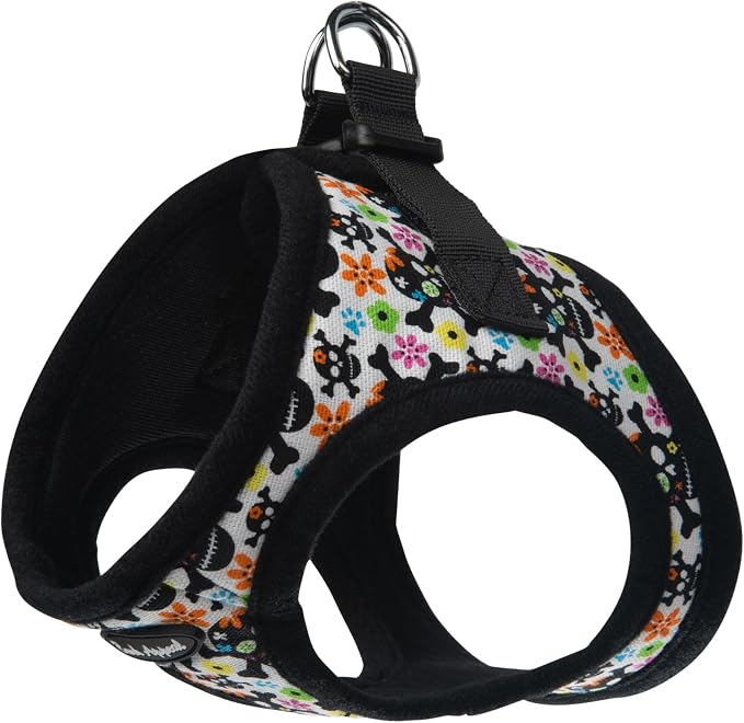 Bark Appeal Skull Multi Step-in Dog Harness for Extra Small Sized Pets – Updated Sizing, Re-Measuring is Essential – Soft Vest Harness – Anti-Choke with Adjustable Strap & Heavy Duty Clip – XS by BarkAppeal