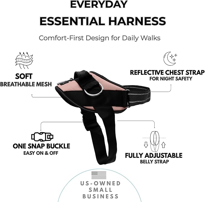 ShawnCo Essential Dog Harness, No-Pull Pet Vest (Rose Gold,M) | 3 Leash Clips, Easy On, No-Choke, Reflective, Adjustable Fit, Padded Comfort, Control Handle, For Small, Medium & Large Dogs - Image 2
