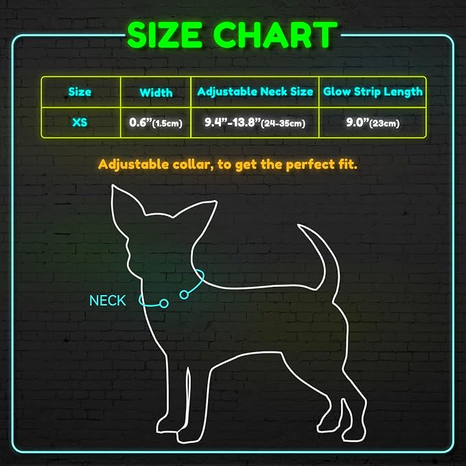 BSEEN Adjustable LED Dog & Cat Collar - Rechargeable, Small Breeds, Green, 8.5-11.8 inches, Nylon, Lightweight, Reflective, 2 Flash Modes | Glow in the Dark Rechargeable Reflective Adjustable Flashing Illuminous Safety Dog Lights for Night Walking - Image 4