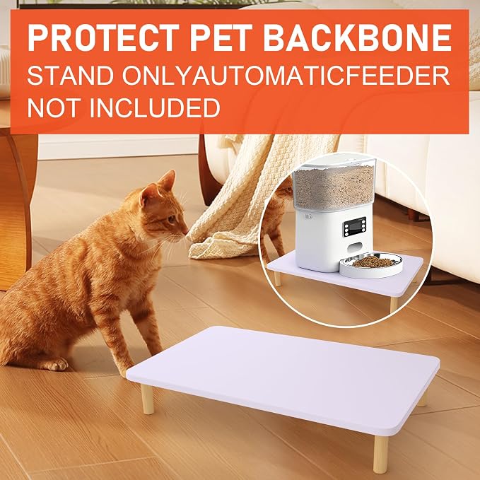 Elevated Cat Food Stand, Raised Pet Feeding Table for Cats and Dogs | Compatible with Most Bowls & Automatic Feeders, Elevated Cat Feeding Station, Cat Feeder Stand, Solid Wood, Healthy Posture - Image 2