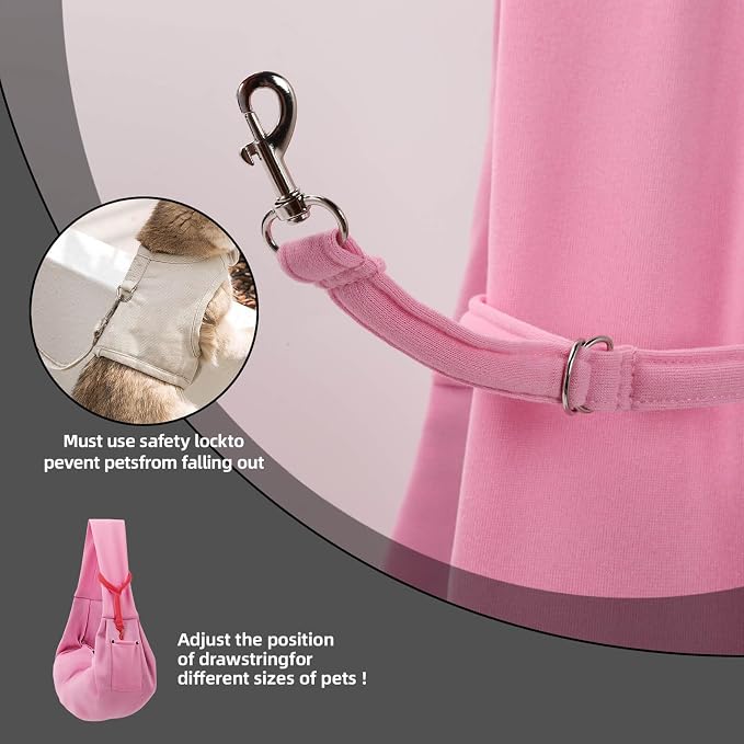 ARZQUT Dog and Cats Carrier Sling, Small Pet Carrier with Storage Pocket | Reversible Puppy Sling Carrier, Safety Buckle, Storage bag, Machine Washable for Travel, Outdoor Activitie, Hand-Free, Pink - Image 6
