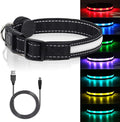 Light Up Dog Collars, Safety LED Dog Collar Rechargeable 7 Colors in One Lighted Dog Collar Glow in The Dark Dog Walking Light, Neon Durable Nylon Adjustable Buckle for Small/Medium/Large Dogs, L Size by Yacig