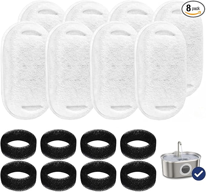 PawsPik SS-01 Pet Water Fountain Replacement Filters, 8 - Pack by PawsPik