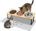 Elevated Cat Bowls, 15°Tilted Raised Cat Food Bowls with Mat, Cat Food and Water 3 Stainless Steel Bowl Set for Indoor, Anti-Vomiting, Whisker Fatigue. by Unknown