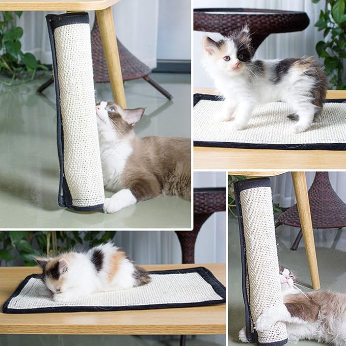 Cat Scratcher Mat with Interactive Mouse Toy, Cat Scratching Post Natural Sisal Table Leg Scratch Wrap Cat Grinding Claws Scratching Post Replacement Flexible Installation - Image 6