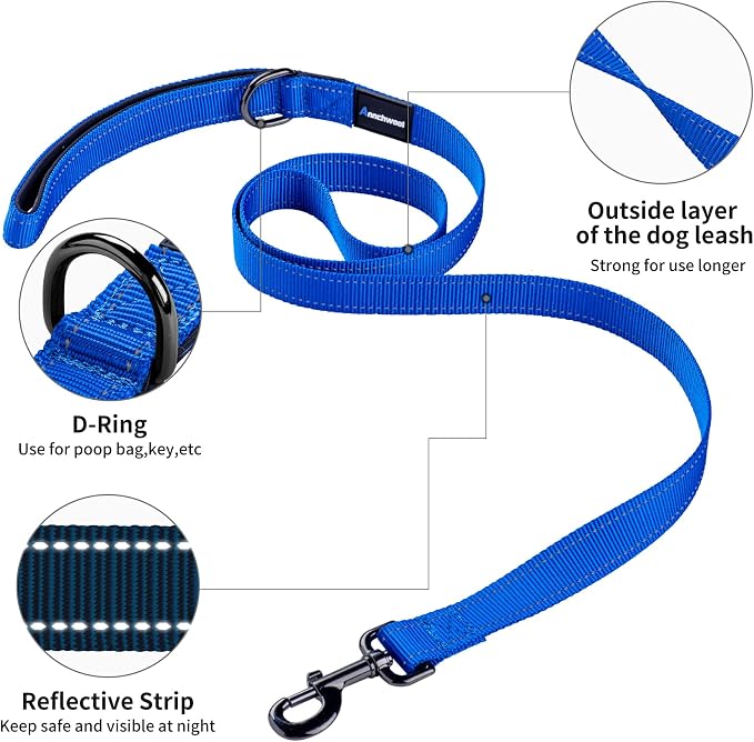 Annchwool No Pull Dog Harness with Padded Handle+5 Ft Leash,Reflective Strip Escape Proof and Quick Fit to Adjust Dog Harness,Easy for Training Walking for Small & Medium and Large Dogs(Blue-Set,S) - Image 5