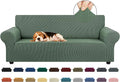 KEKUOU Stretch Couch Covers for Sofa, 3 Cushion Slipcover,Greyish Green | 1-Piece Washable Sofa Cover Pet Friendly(78"-94") Furniture Protector Soft Jacquard, Elastic Bottom for Dogs & Kids by KEKUOU