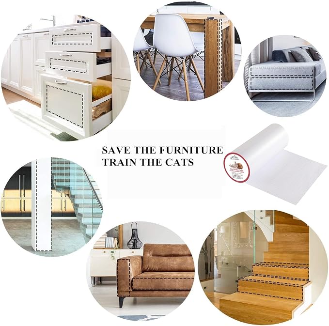 Anti-Cat Scratch Furniture Protector, 200" x 12", Single-Side Cat Couch Scratch Protector with 50 Twist Pins + 1 Scraper - Image 8
