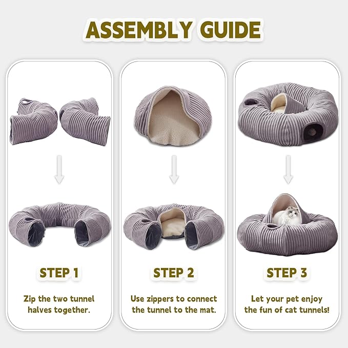 Cat Tunnel Bed for Indoor Cats,Cat Donut Tunnel Toy with Washable Circle Cushion,Blackout Tent, Multifunctional Playground Toys Hideplace for Kitty, Puppy, Rabbit,Ferret - Image 5