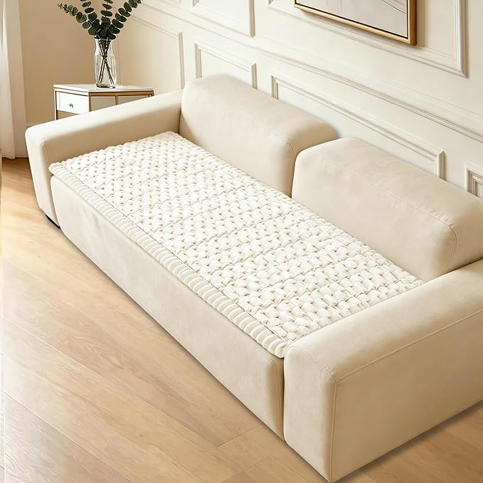 Couch Cover for Dogs Washable, Non Slip Soft Cozy Waterproof Beige | Pet Friendly, Fuzzy Durable Plush Thick Slipcovers for 3 Cushion Sofa Cover Protector Mat Bed Furniture Couches 27.6"x70.9" - Image 9