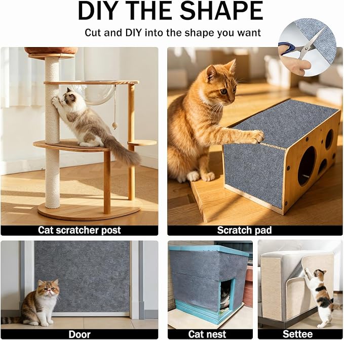 78.8"x15.8" Beige Cat Scratch Mat for Furniture DIY Climb Cat Scratcher Mat for Covering Cat Tower,Cat Scratching Post(2M,Beige) - Image 4