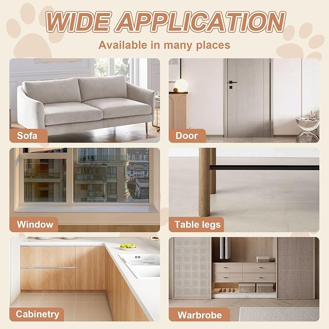 Door Protector from Dog Scratching, 197"x12" Anti Cat Scratch Furniture Protector, Single-Sided Sticky Thicken Vinyl Couch Protector from Cat Claws for Furniture Sofa Door Walls (30 Pins) - Image 7