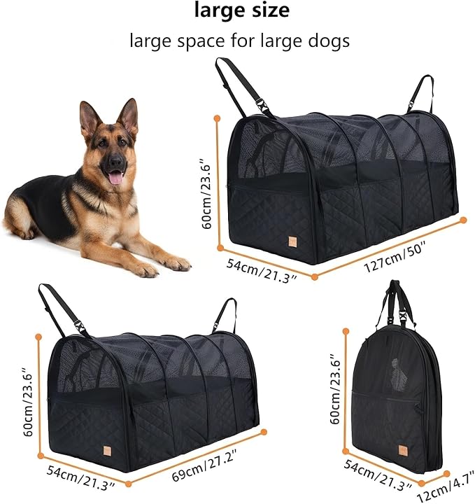 Soft Sided Collapsible Dog Crate for Car - XL Portable | Collapsible dog car crate folds small Secure straps for back seat, SUV & trucks. Portable for multiple dogs, area restriction - Image 8