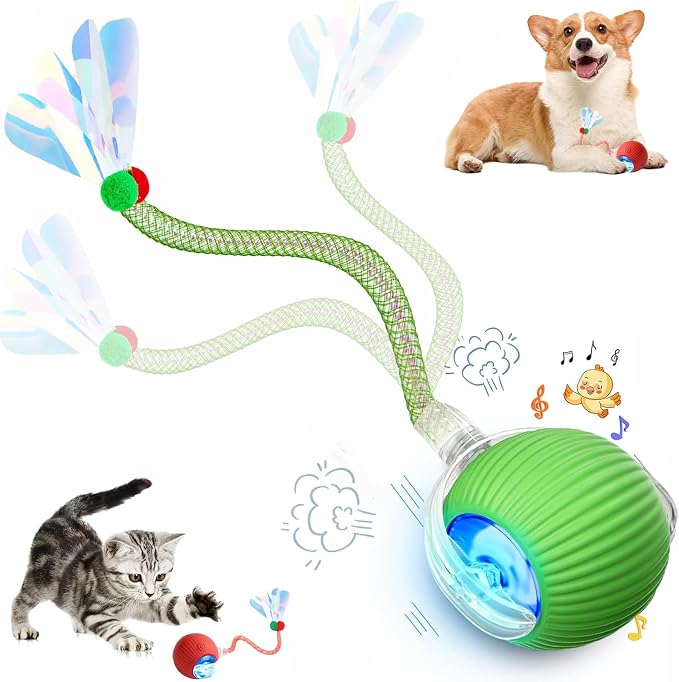 Speed 2.0 Tail Interactive Cat Toys for Indoor Cats, Moving Cat Toy | Chirping & Motion Activate Cat Toy, Smart Kitten Toys Rolling Ball Moving Ball, Electric Dog Cat Ball for Enrichment Exercise by Unknown
