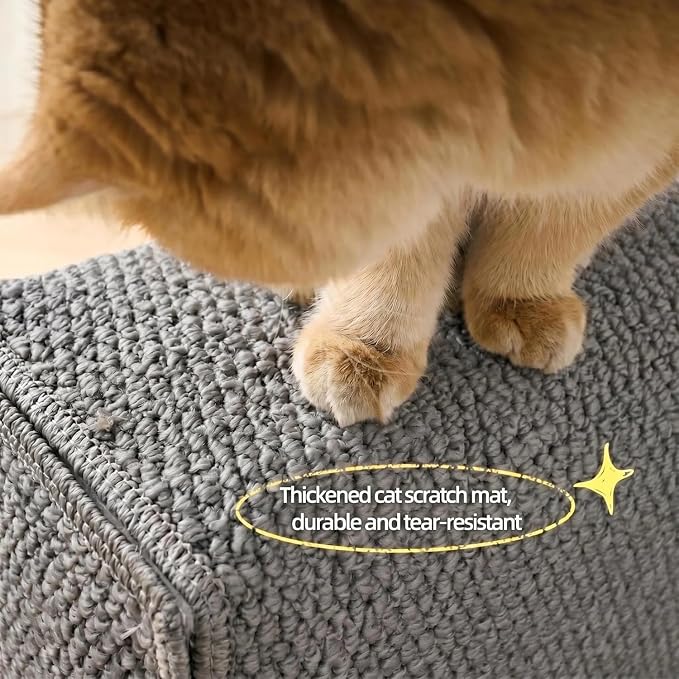 SHENGOCASE Cat Scratch Pad for Couch Sofa Armrest, Carpet Scratcher Cover, Corner Protector, Grey (10.2") - Image 7