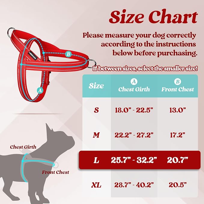 rabbitgoo Dog Harness No Pull, Quick Fit for Large Dogs with Soft Padded Handle, Chest Adjustable Reflective Pet Vest, No Choke Escape Proof for Walking Training, Red L - Image 2
