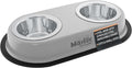Master Pet Supply Double Dog Bowls Set with Elevated Base Light Gray | 2 - (8 oz) Stainless Steel Removable Dishes Double Cat Food Water Bowl, Dog Puppy Food Bowl Set, Rust Resistant, Raised Dish by MasterPetSupply