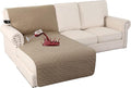 Turquoize 100% Waterproof Sofa Covers Chaise Lounge L Shape Sofa Protector Slip Cover Triple Non-Slip Sofa Slipcover for Sectional Couch Cover for Pets, Kids (Chaise, Khaki) by Turquoize