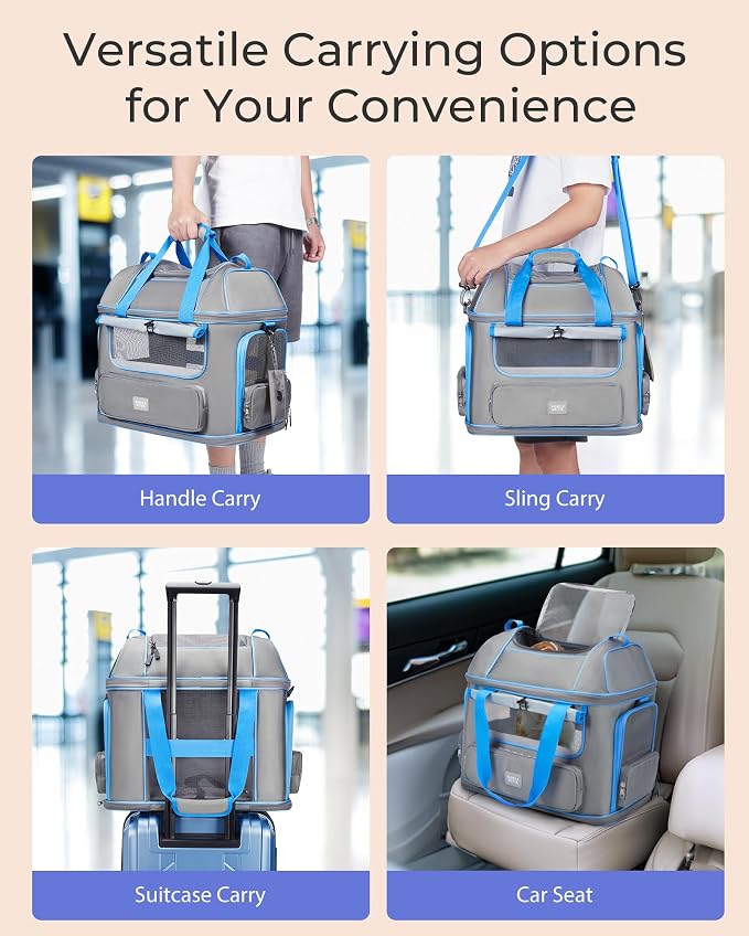 Expandable Cat Dog Carrier: NOBLE DUCK Soft-Sided Pet Carrier Airline Approved Large Small Medium Collapsible Portable Travel Up to 25 Lbs Black - Image 5