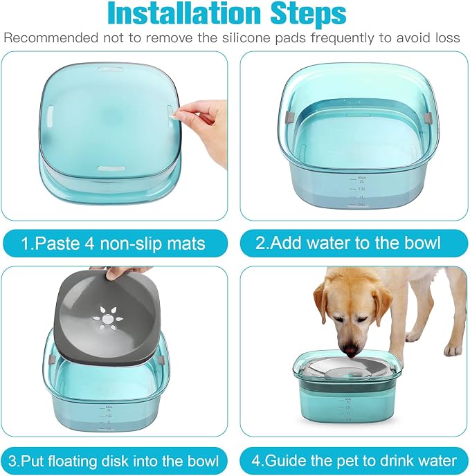 UPSKY 70oz Dog Water Bowl, No Spill Slow Drinking Feeder for Messy Drinker | Large Capacity, Spill Proof, Prevent Pet Prevents Choking, Anti-Slip, Visible Water Level, Suitable for Travel and Car Trips - Image 6