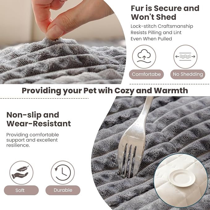 Couch Cover for Dogs Washable, Non-Slip Pet Couch Covers for Sofa, Fuzzy Dog Couch Cover Blanket, Thick, Soft, Plush Couch Cushion Covers for Sofa Protector (Dark Gray, 27.6" x 27.6"/70 x 70cm) - Image 5