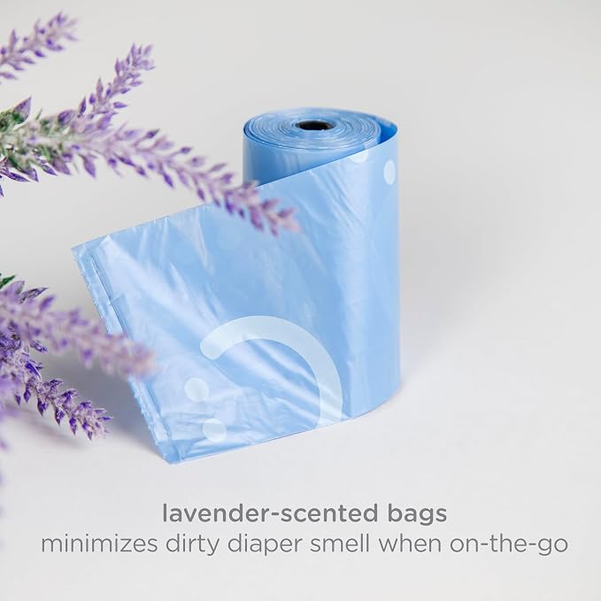 Ubbi Retractable Bag Dispenser for Diaper Bag, Sage | Portable Bag Holder for Travel, Clips to Stroller or Diaper Bag, Newborn Baby Essentials, Includes 24 Lavender Scented Bags - Image 6