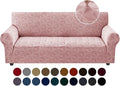 YEMYHOM 1 Piece Stretch Couch Covers for 3 Cushion Couch, Jacquard Sofa Cover with Non-Slip Elastic Bottom, Thickened Slipcover Furniture Protector for Dogs Pets (Large, Pink） by YEMYHOM