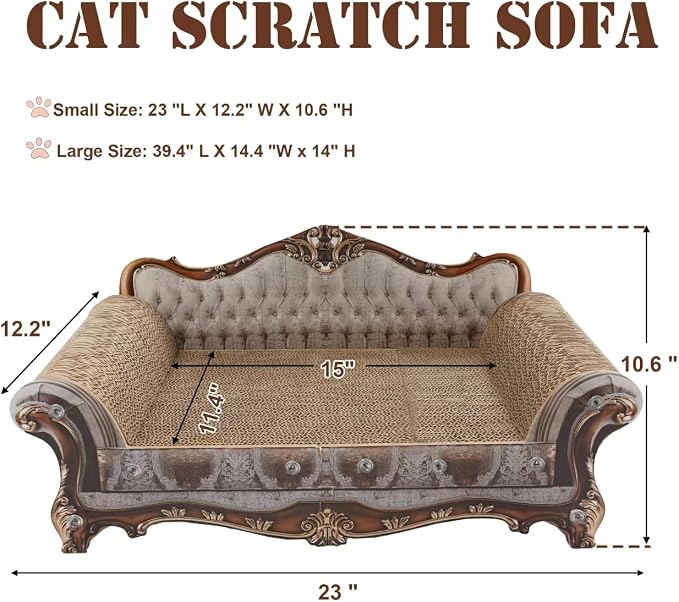 Sofa Shaped Scratching Couch,Thick Scratching Cardboard, Lounge Bed for Indoor Rest&Play, Sofa Scratcher Pad (23 "L X 12.2" W X 10.6 "H) - Image 2