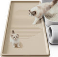 ISSEVE XXL Cat Litter Mat, Extra Large Silicone Litter Box Mat, Beige | 54" x 27.5" XXL, 1.38" Raised Edge, Urine Proof, Litter Trapping Mat for Scatter Control, Soft on Kitty Paws, Protect Floor by ISSEVE