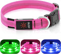 Weesiber Light Up Dog Collars - Rechargeable LED Collar - Reflective Adjustable Dog Lights for Night Walking (Pink, Small) by Weesiber