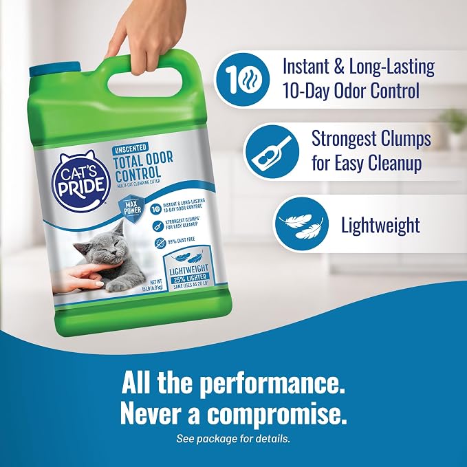 Cat's Pride Total Odor Control, Max Power, Clumping Litter Unscented 15lb - Image 4