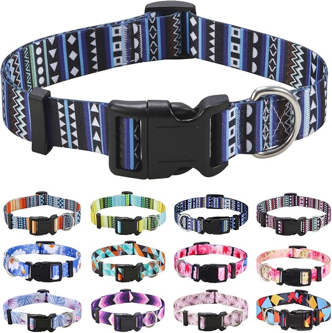 Mihqy Dog Collar for Small Dogs Puppy Cats, Bohemian Blue,XS | Neck Fit 7.9"-11.8", Multiple Patterns，4 Sizes for Small Medium Large Dogs, Comfortable for Walks and Outdoor Hikes by Mihqy