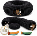 Cat Tunnel Bed with 2 Catnip Fish Toys (1000mg Natural Catnip) Interactive Cat Toys, Cat Tubewith Kitten Toys for Indoor Kittens, Collapsible Play Tunnel, Dark Grey by Unknown