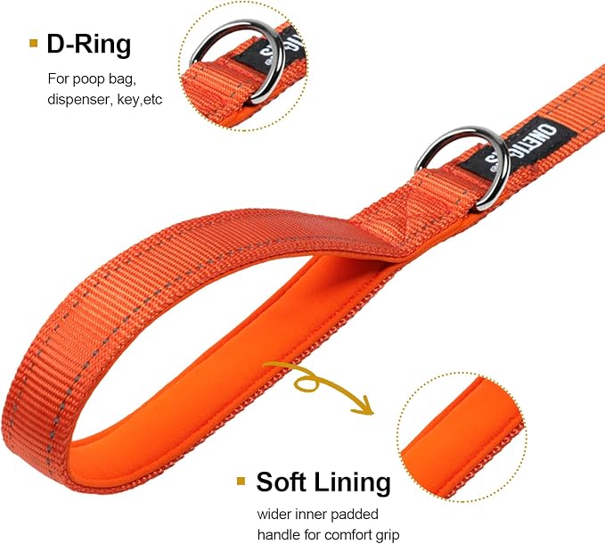 OneTigris No-Pull Dog Leash with Handle for Medium Large Dogs (Orange, 6FT) | Durable lead built for training & daily walks. Ideal drag line for strong pullers and large breeds like bully dogs. - Image 6